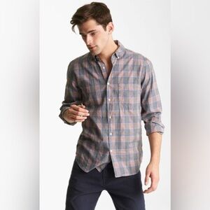 STEVEN ALAN Made In USA Shirt Men’s S Plaid Long Sleeve Preppy Casual Cotton EUC